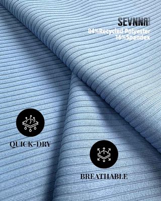 84% gerecycled polyester 16% spandexgehalte polyester spandex stof aangepaste kleur voor uw behoeften