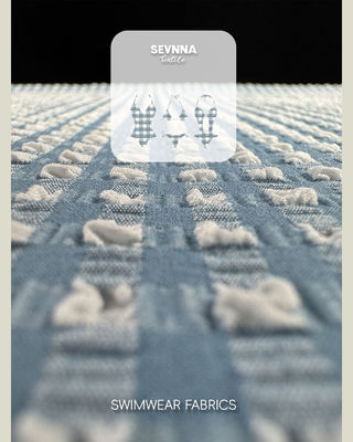 Premium textuur zwemstof met een breedte van 115 cm, een gewicht van 170 gsm en een stijlvol textuurpatroon voor badkleding