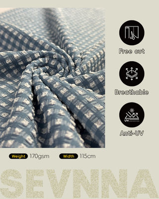 Premium textuur zwemstof met een breedte van 115 cm, een gewicht van 170 gsm en een stijlvol textuurpatroon voor badkleding