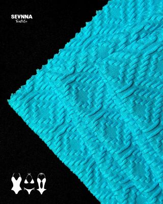 UPF 50+ textuur zwemstof met een hoge chloorbestandheid en 93% gerecycled nylon voor duurzame zwembroeken