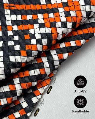 Hoge kleurechtheid textuur zwemstof met UPF 50+ zonbescherming en 95% gerecycled nylon