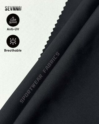 Hoogwaardig fietsstof met UV-bescherming en 190 gram gewicht gemaakt van 79% gerecycled polyester + 21% spandex